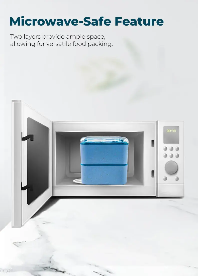 Thumbnail: Double Layer Bento Box 1000ml, Blue