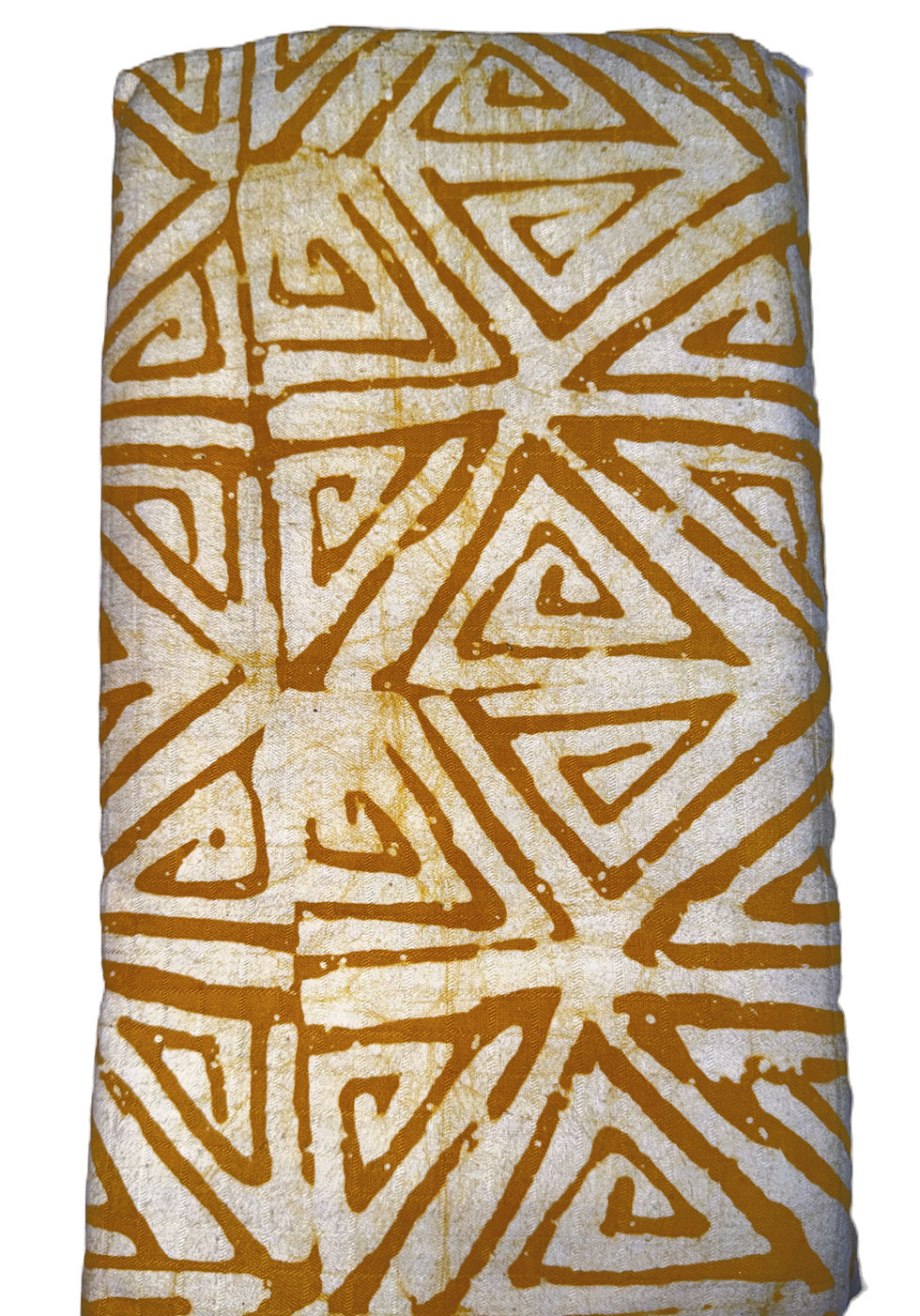 Thumbnail: Handcrafted Batik Cotton Fabric, Mustard Gold Geometric Star (Approx. 5 Yards)