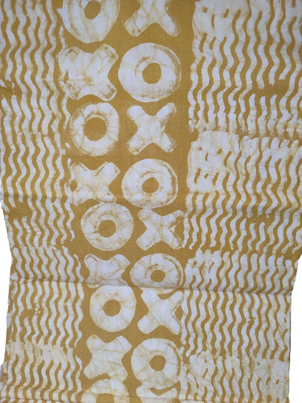 Thumbnail: Handcrafted Batik Cotton Fabric, XOXO Gold & White (Approx. 5 Yards)