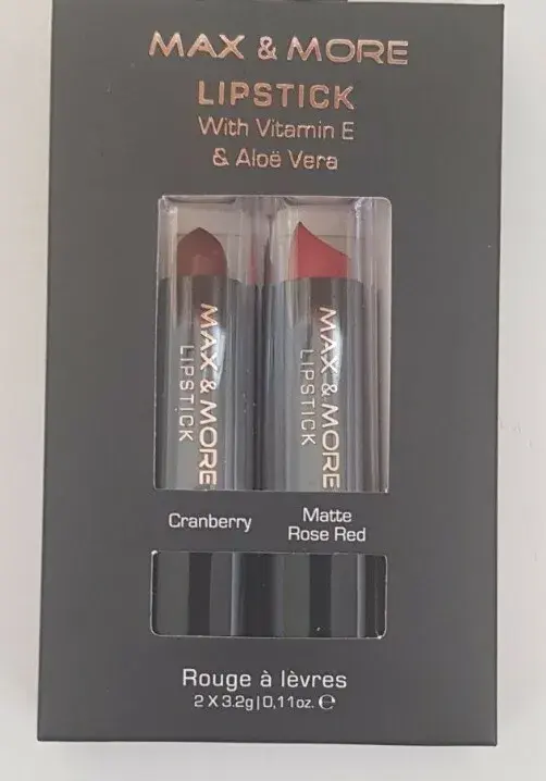 Thumbnail: Max And More Lipstick 2 Pack - Cranberry and Matte Rose Red