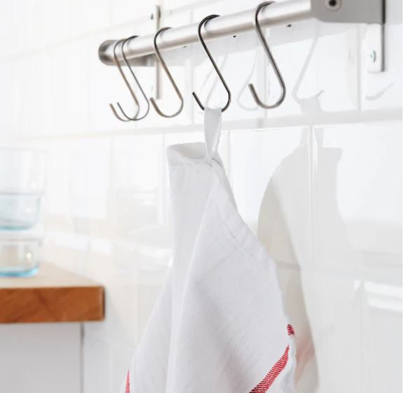 Thumbnail: TEKLA 4-Pack Tea Towel, White, Red, 50x65 cm by IKEA