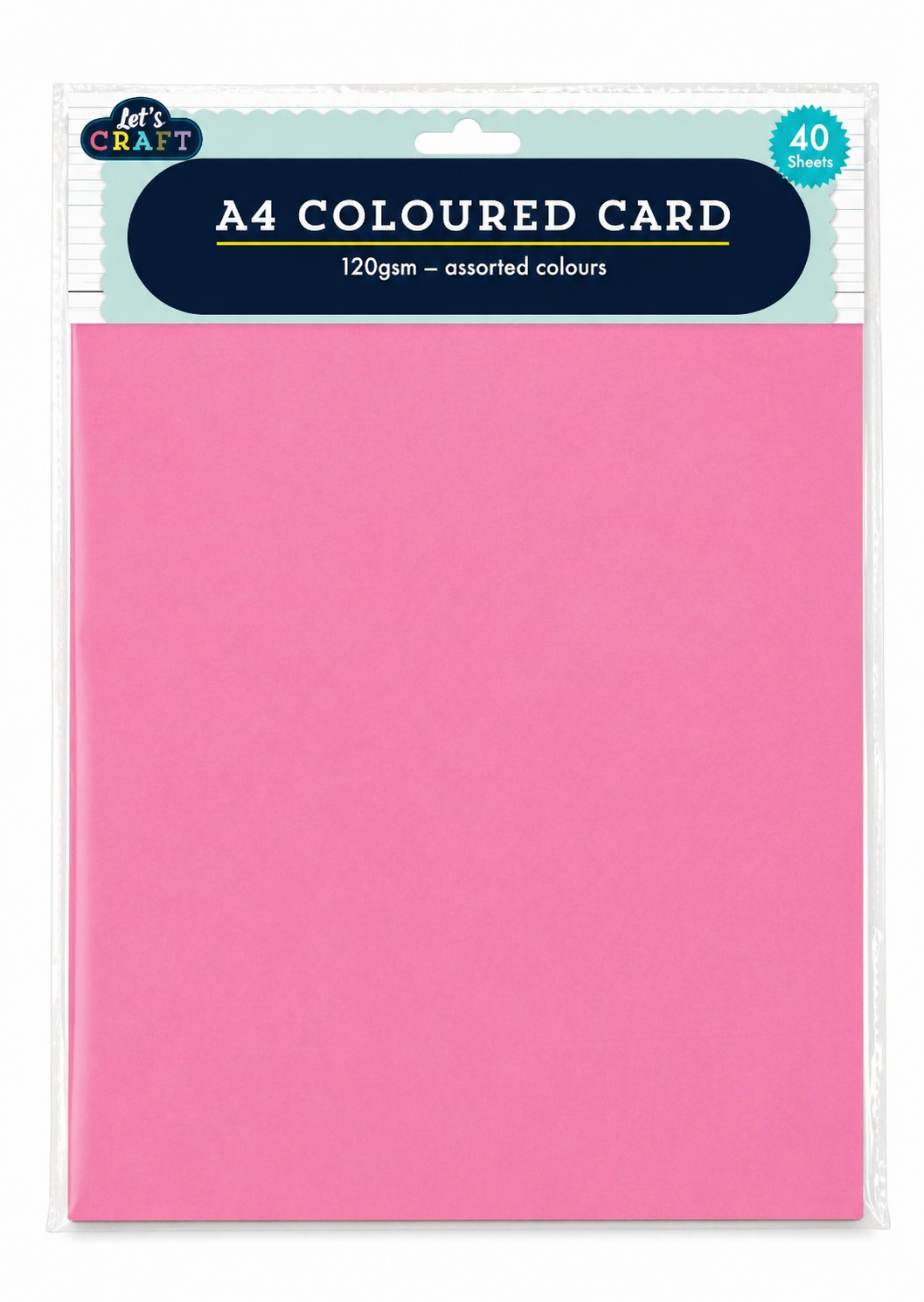 Let's Craft A4 Coloured Cards 40-Pack, 120gsm, Assorted Colours