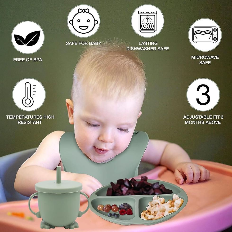Thumbnail: Silicone Baby Cutlery Set, 6-Piece, Deep Green