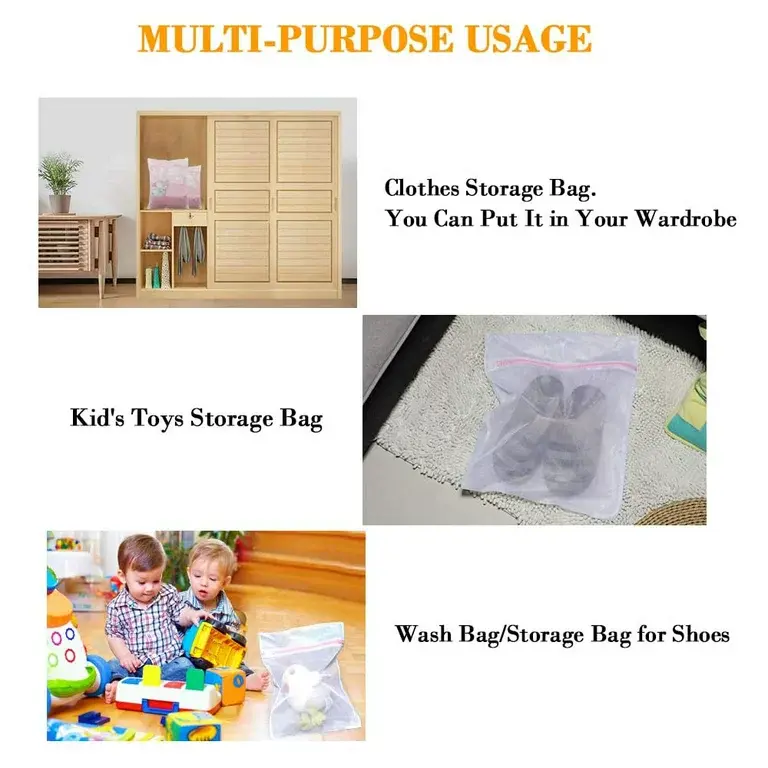 Thumbnail: 7 Piece Set Reusable Large Mesh Laundry Bag