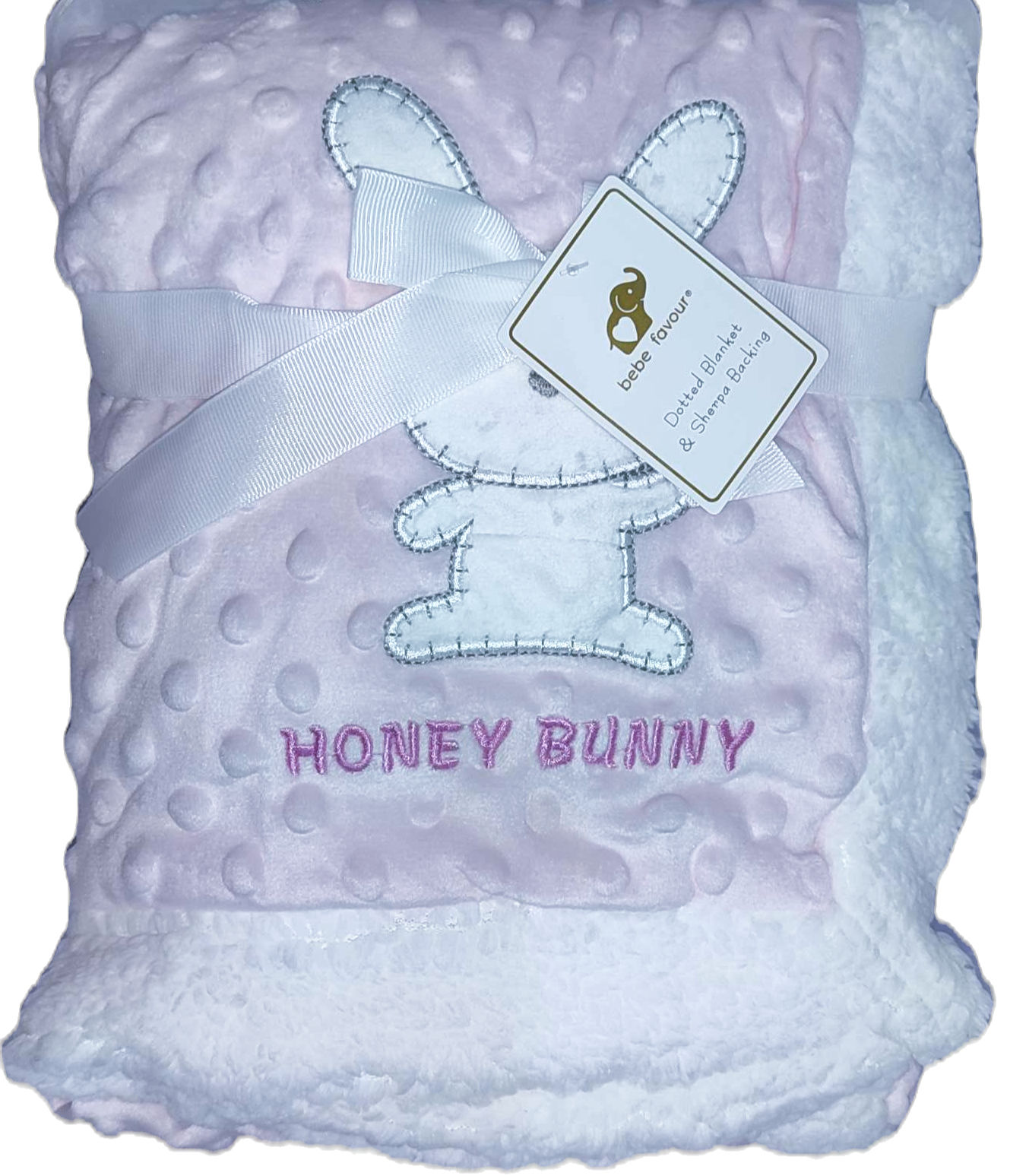 'Honey Bunny' Baby Dotted Blanket with Sherpa Backing by Bebe Favour