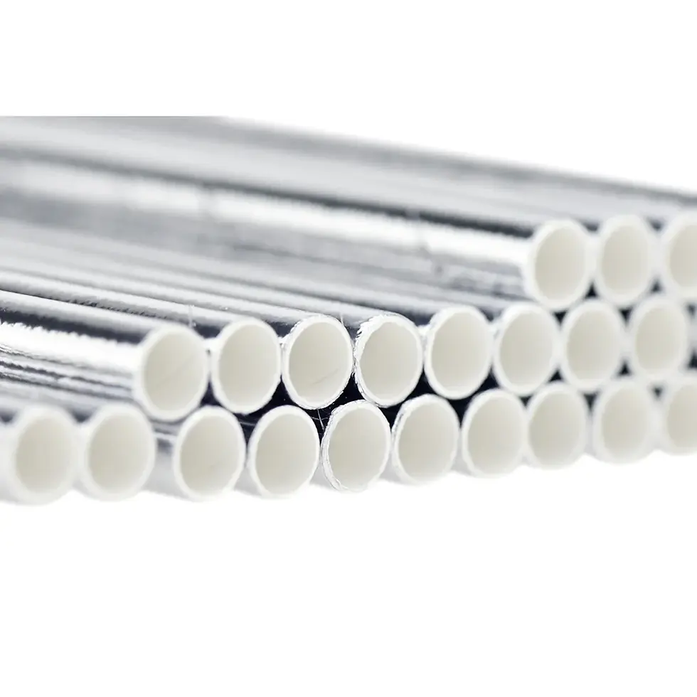 Thumbnail: Metallic Paper Straws 30-Pack, Silver
