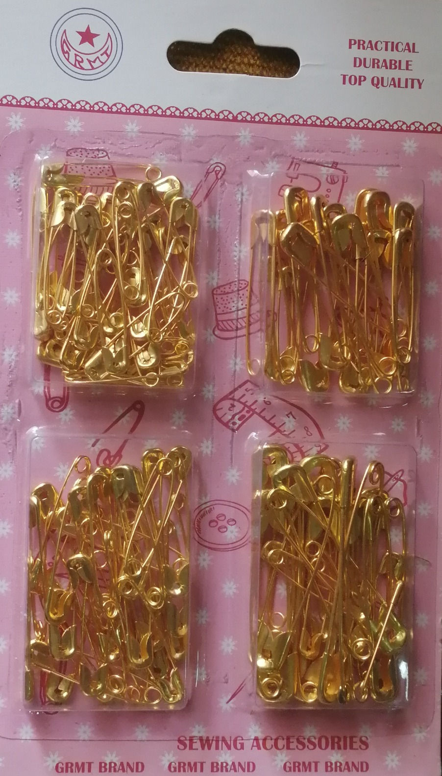 Thumbnail: Safety Pins Assorted 4-Size, Gold by GRMT