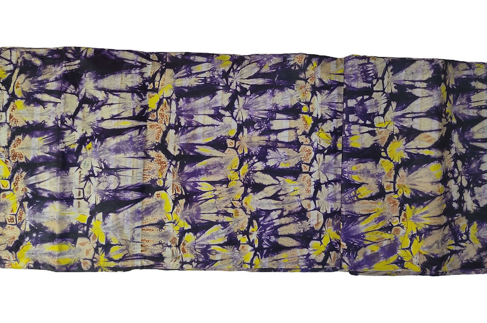 Thumbnail: Authentic Adire Cotton Fabric, Premium Purple & Yellow Combo (Approx. 5 Yards)