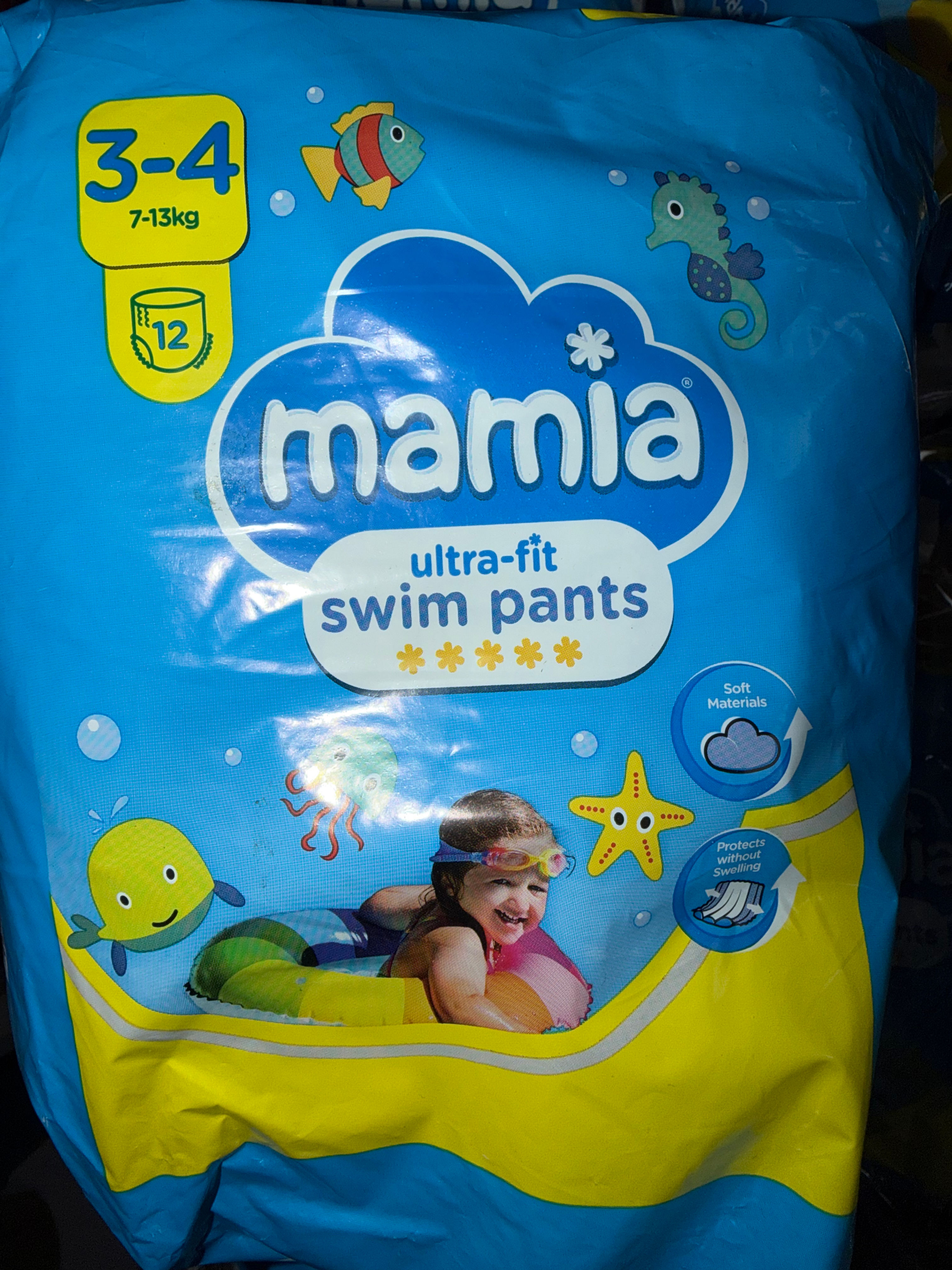 Mamia Ultra-fit Swim Pants Size 3-4, 7-13kg, 12 Pants