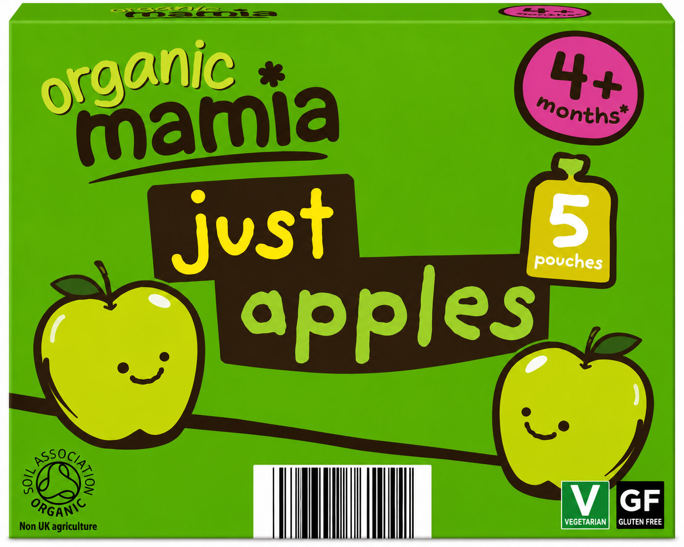 Mamia Organic Just Apples Pouch, 5 Pouches, 4+Months