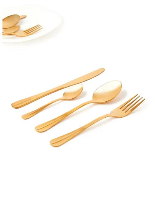 Thumbnail: Stainless Steel  16-piece Cutlery Set, Flowrish Gold by Noon East