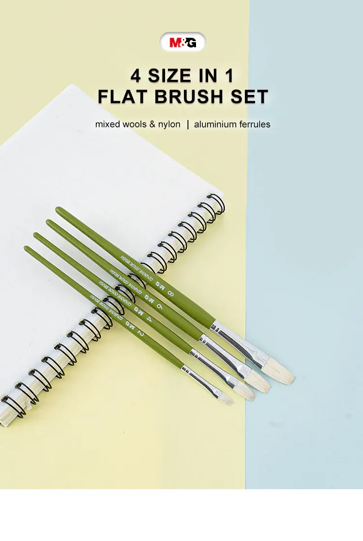 Thumbnail: Gouache Paint Brush Set 4-Piece ABH97891, Green by M&G