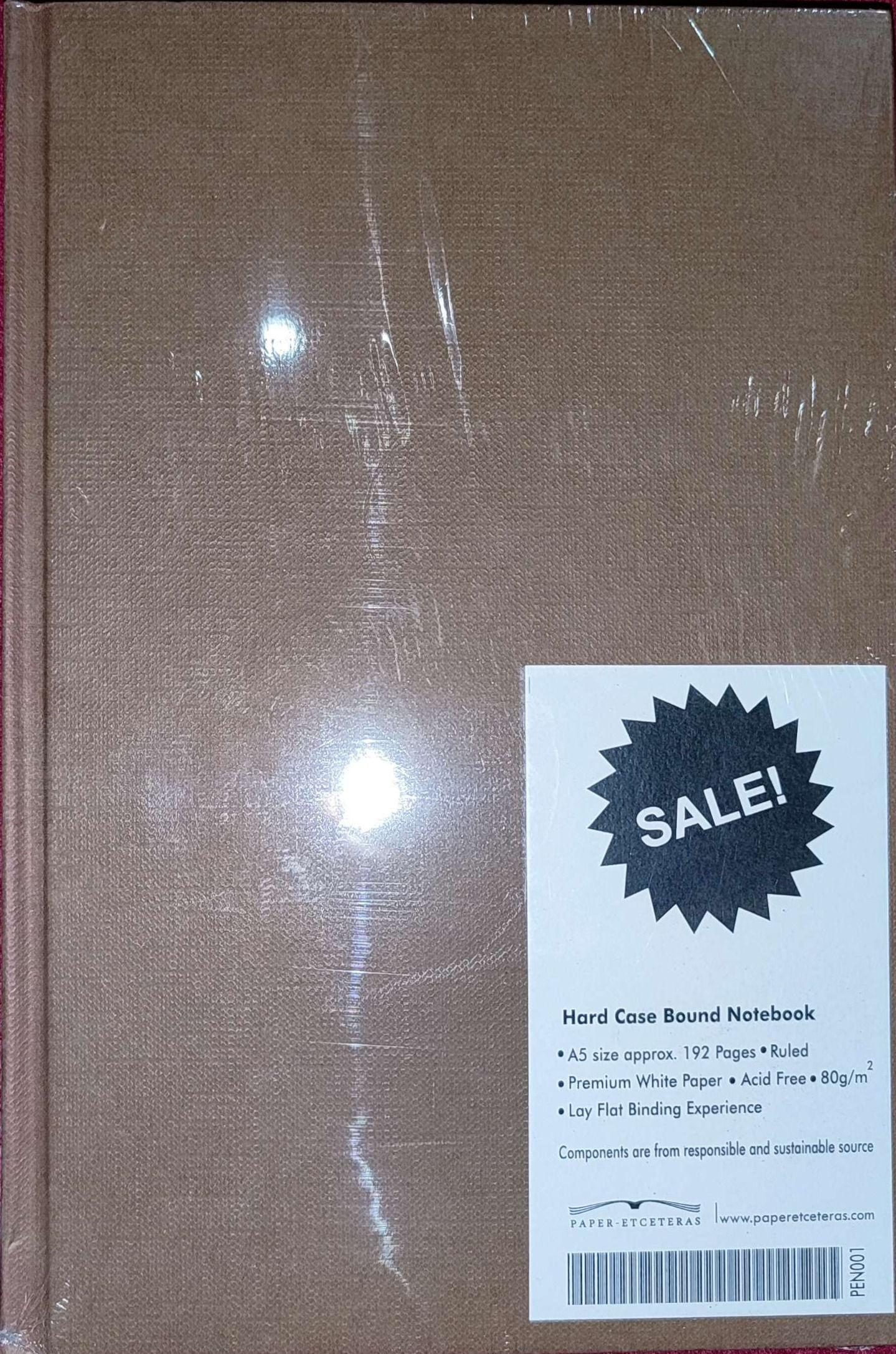 Hard Case Bound A5 Notebook, Biege-Brown