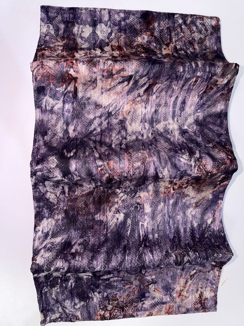 Thumbnail: Authentic Adire Cotton Fabric, Deep Plum & Ash Marble Pattern (Approx. 5 Yards)