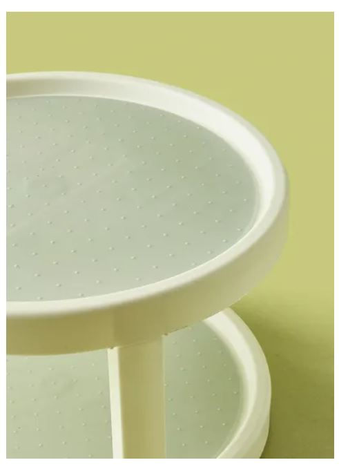 Thumbnail: 10" 2-Tier Turntable Non-slip Lining, White/Grey by Noon East