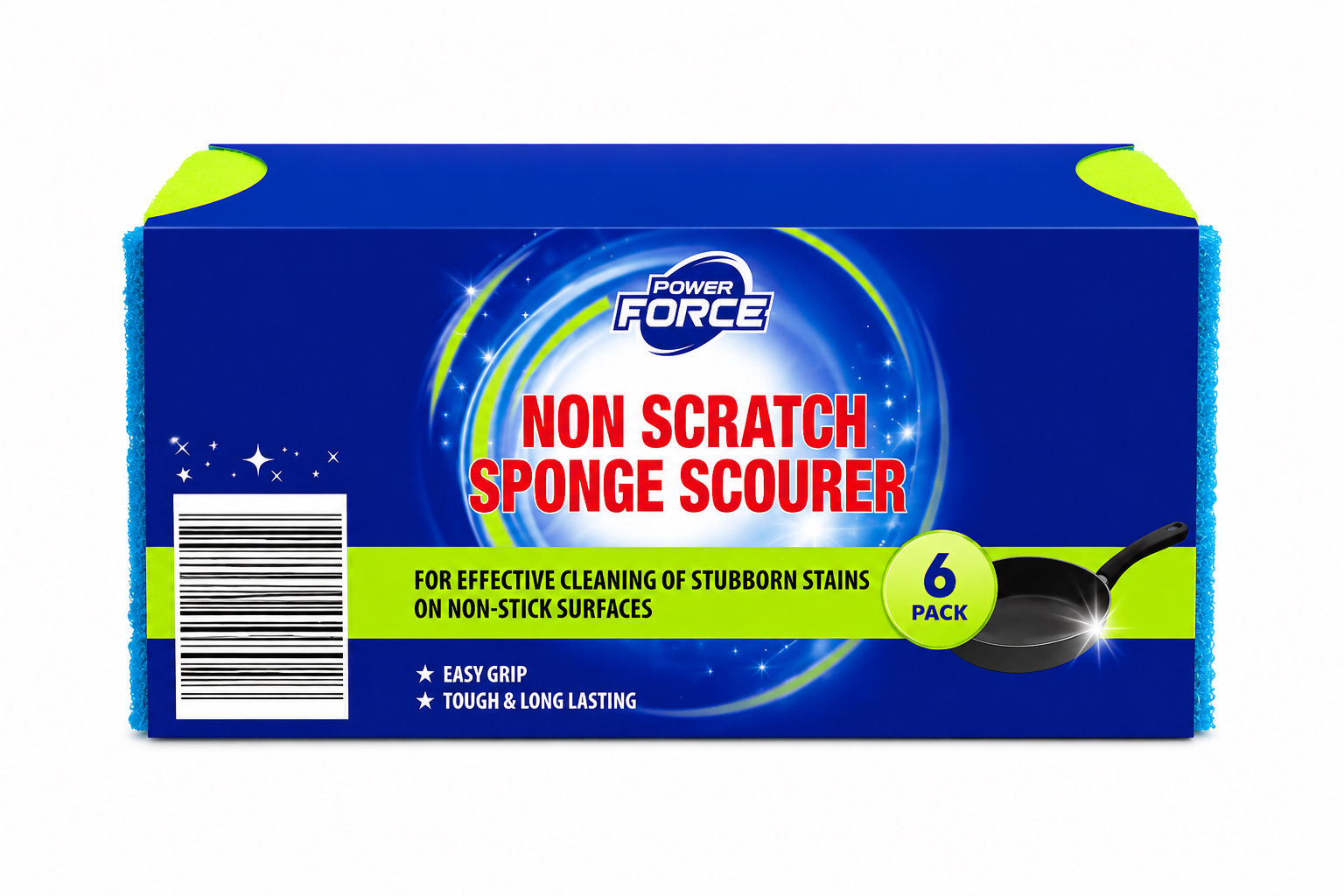 Power Force Non Scratch Sponge Scourer, 6-Pack
