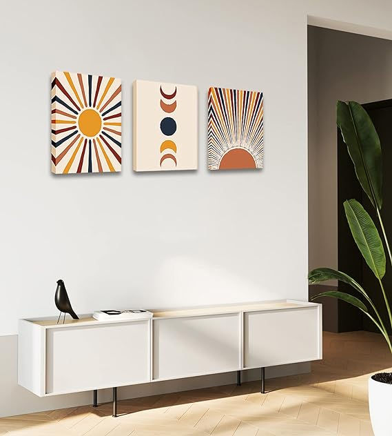 Thumbnail: Abstract Framed Canvas Sun And Moon Poster Pictures Wall Art by Boho Art