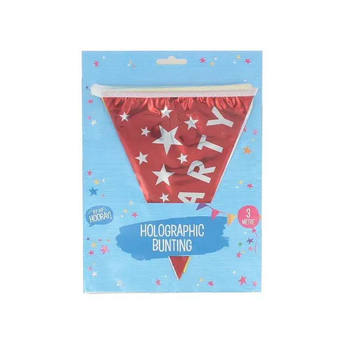 Thumbnail: Multicoloured Holographic Party Bunting 3m, Red