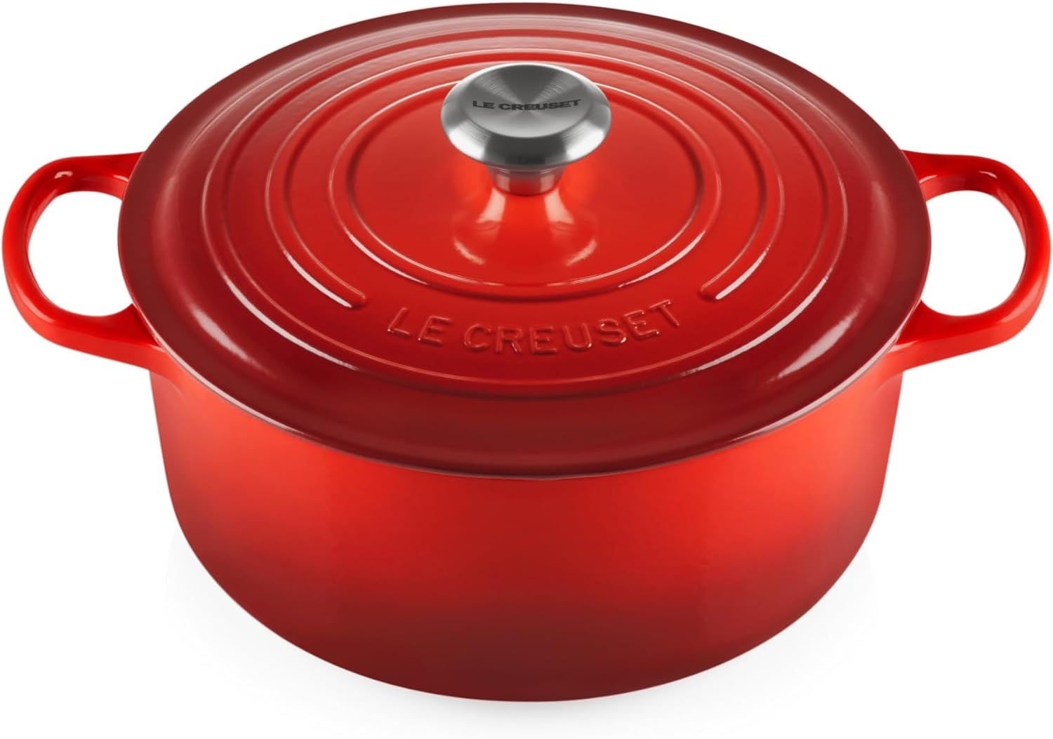 Signature Enamelled Cast Iron Casserole Dish 26cm 5.3L, Cerise Red by Le Creuset