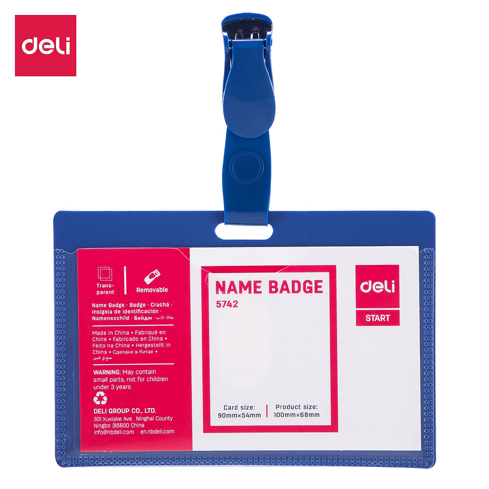 Deli Name Badge & Clip 6-Piece, Blue