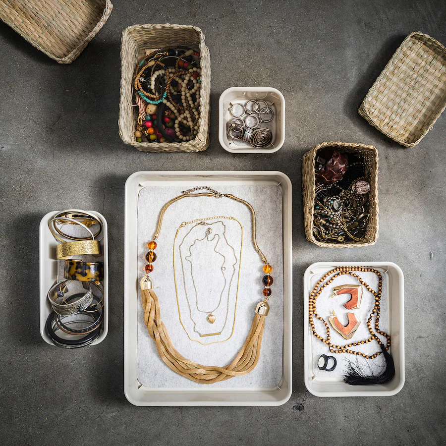 Thumbnail: NOJIG Organiser 10x20x5 cm 2-Piece, Beige by IKEA