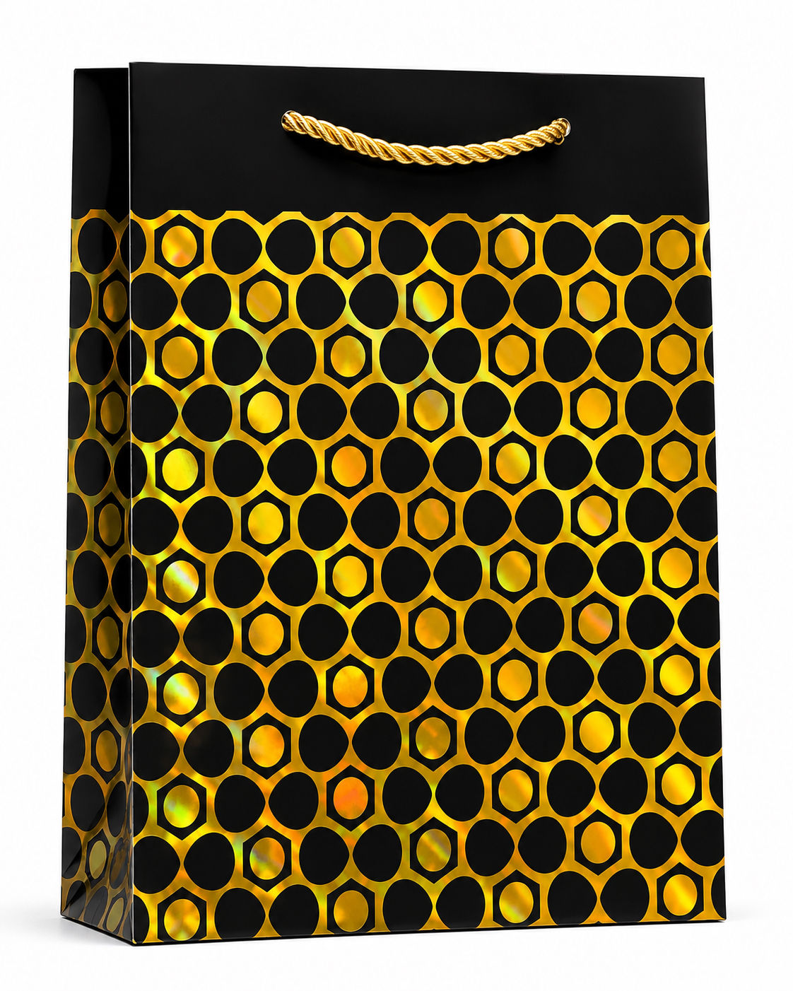 Vibrant Gold Luxe Geometric Gift Bag, Medium Vertical 32x26x12cm