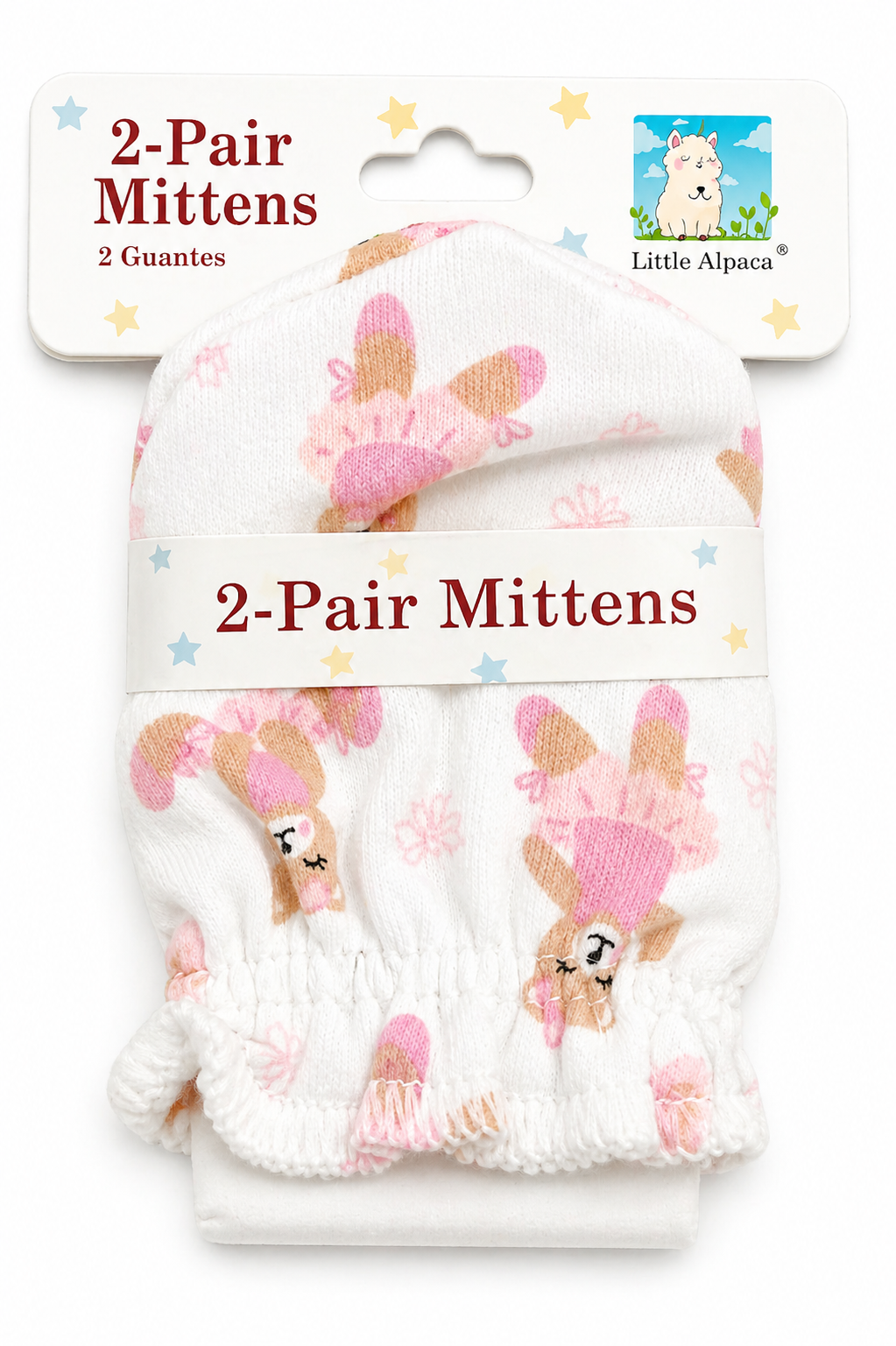 Little Alpaca 2-Pair Mittens, Ivory Teady