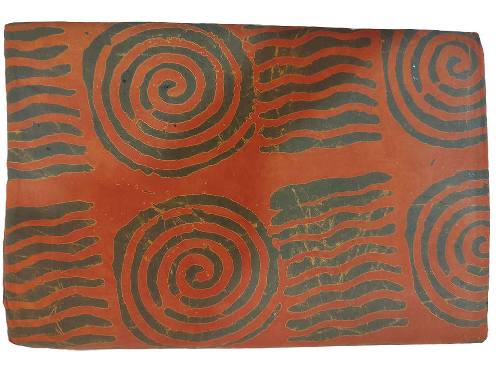 Thumbnail: Handcrafted Batik Cotton Fabric, Circular Burnt Orange (Approx. 5 Yards)