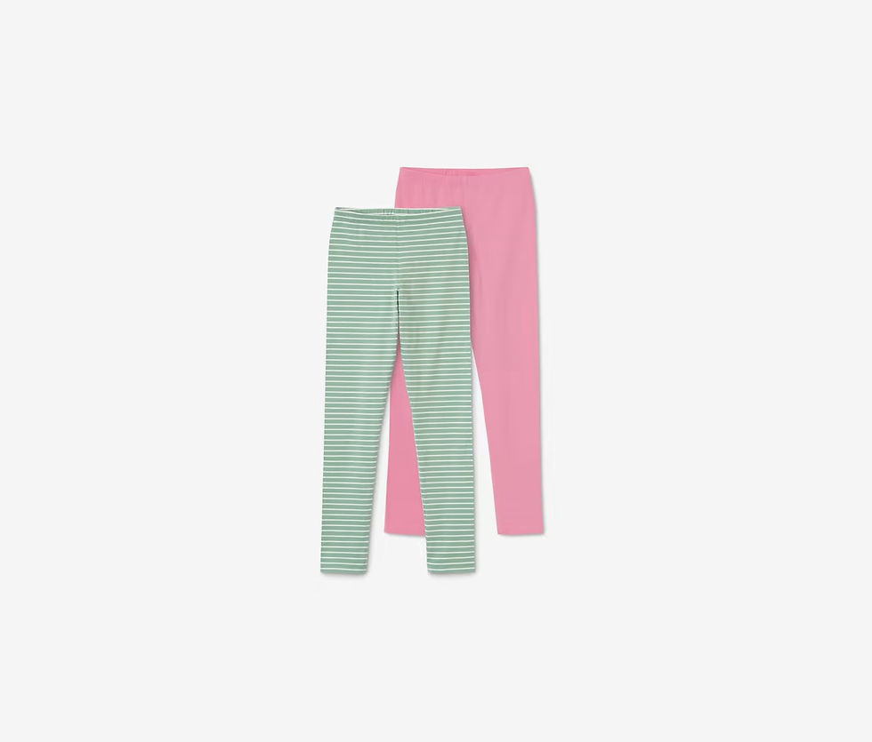 Thumbnail: Girls Set of 2 Leggings, Green and Pink by Tchibo