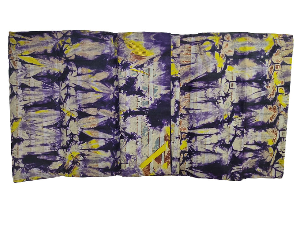 Thumbnail: Authentic Adire Cotton Fabric, Premium Purple & Yellow Combo (Approx. 5 Yards)