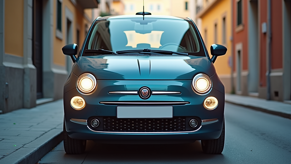Vista frontale di una city car pronta per il noleggio a Catania