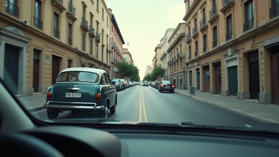 Vista laterale di una city car parcheggiata in una strada stretta di Catania