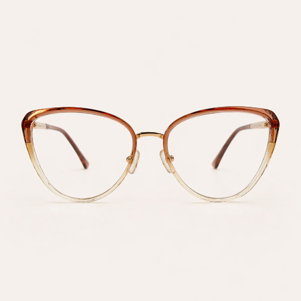 Miniatura: Óculos gatinho premium modelo Biarritz, vista frontal, cor degradê âmbar, ideal para arquitetura facial e visagismo.