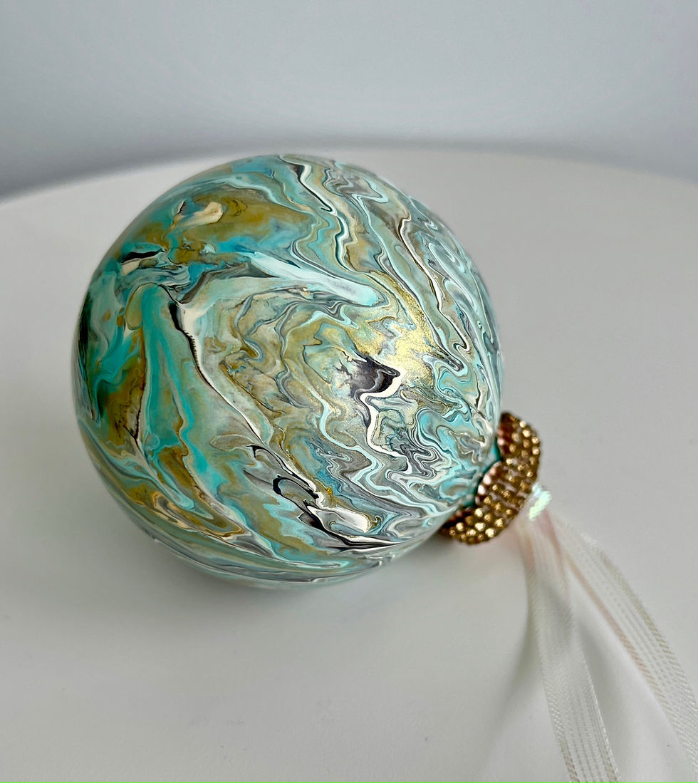Thumbnail: Soft Turquoise Metallic Glass Ornament