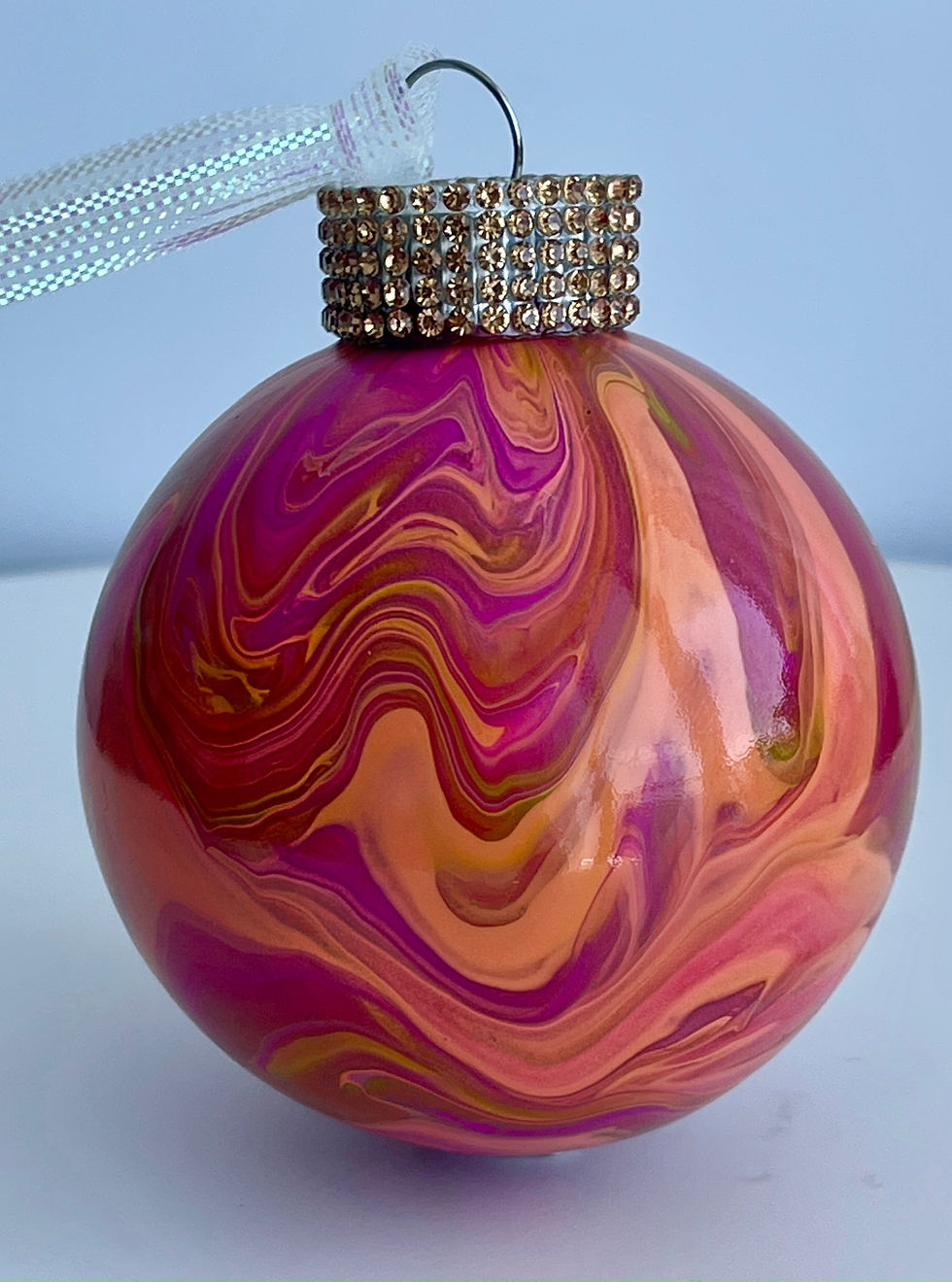 Thumbnail: Orange and Pink Glass Ornament ​​​​​​​