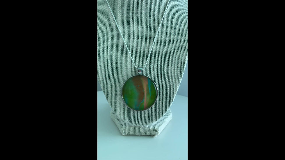 Thumbnail: Green Glass Pendent with Silver Plated Snake Chain