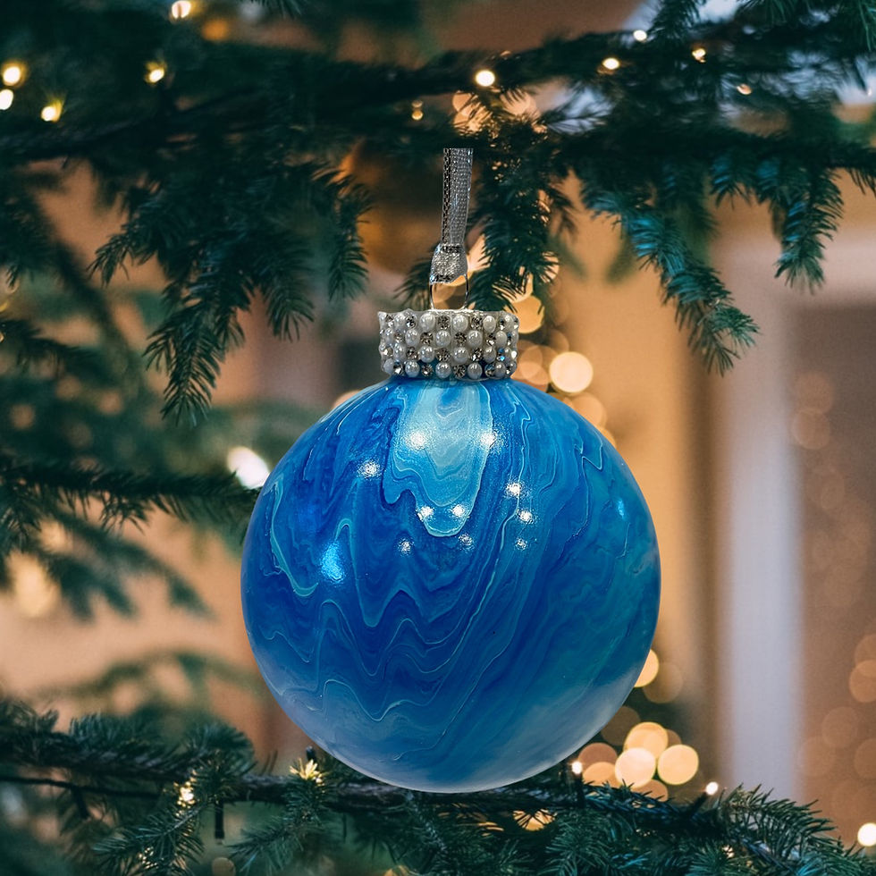 Thumbnail: Shades of Blue and Silver Metallic painted Glass Ball Ornament