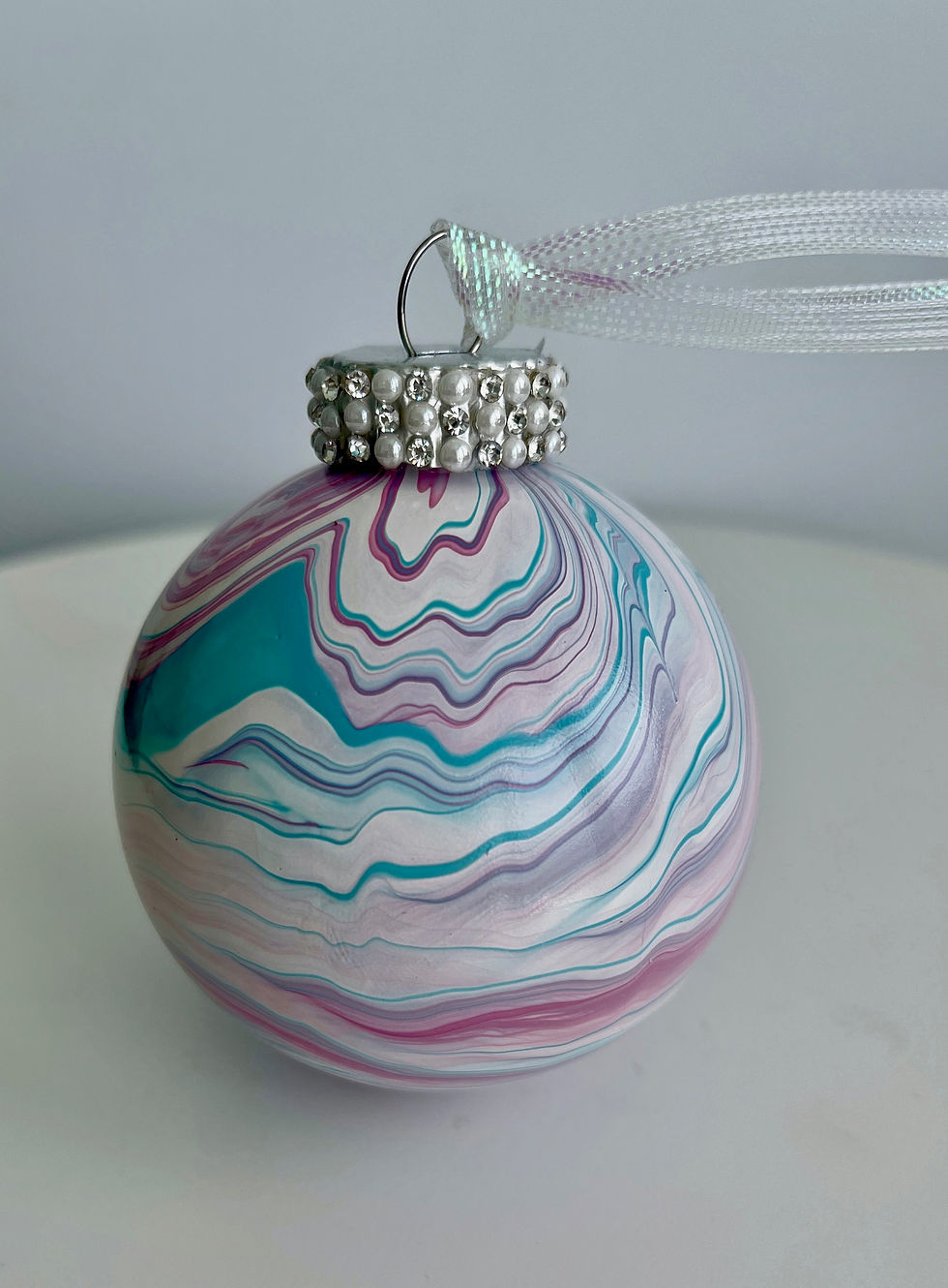 Thumbnail: Baby Pink and Blue Glass Ornament