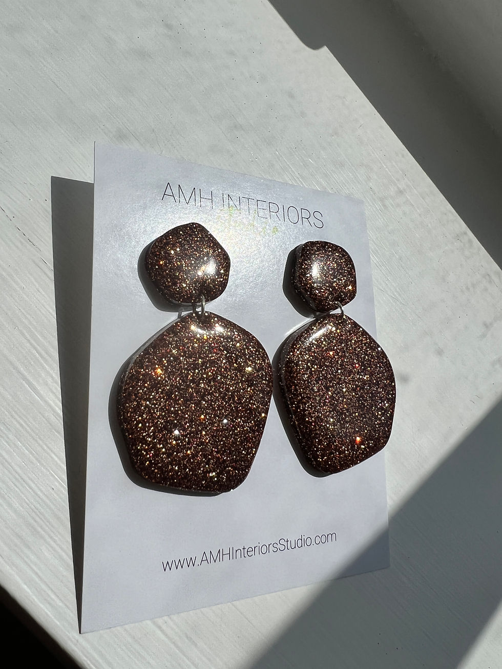 Thumbnail: Sterling Silver Bronze Glitter Earrings