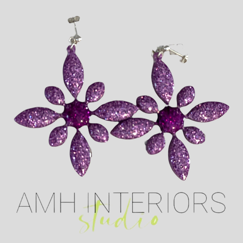 Thumbnail: Sterling Silver Purple and Magenta Glitter Earrings