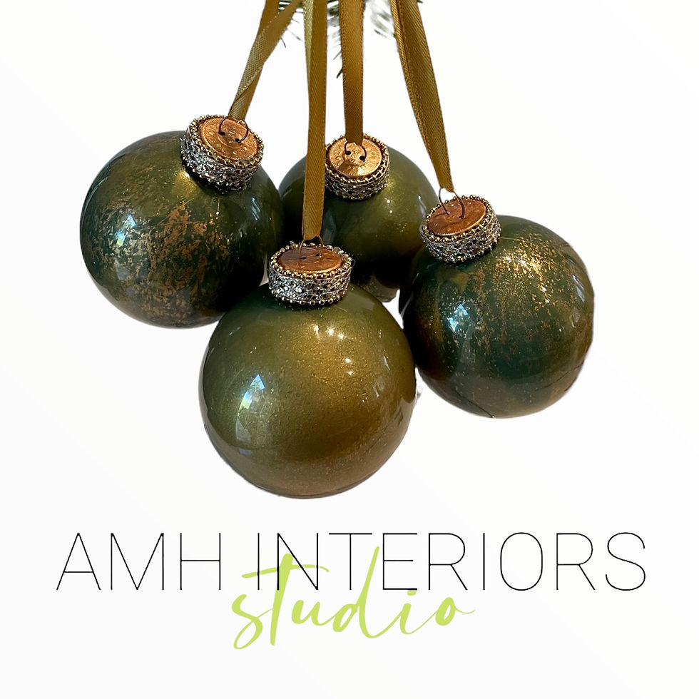 Thumbnail: 4- Green Copper Metallic Glass Ornaments