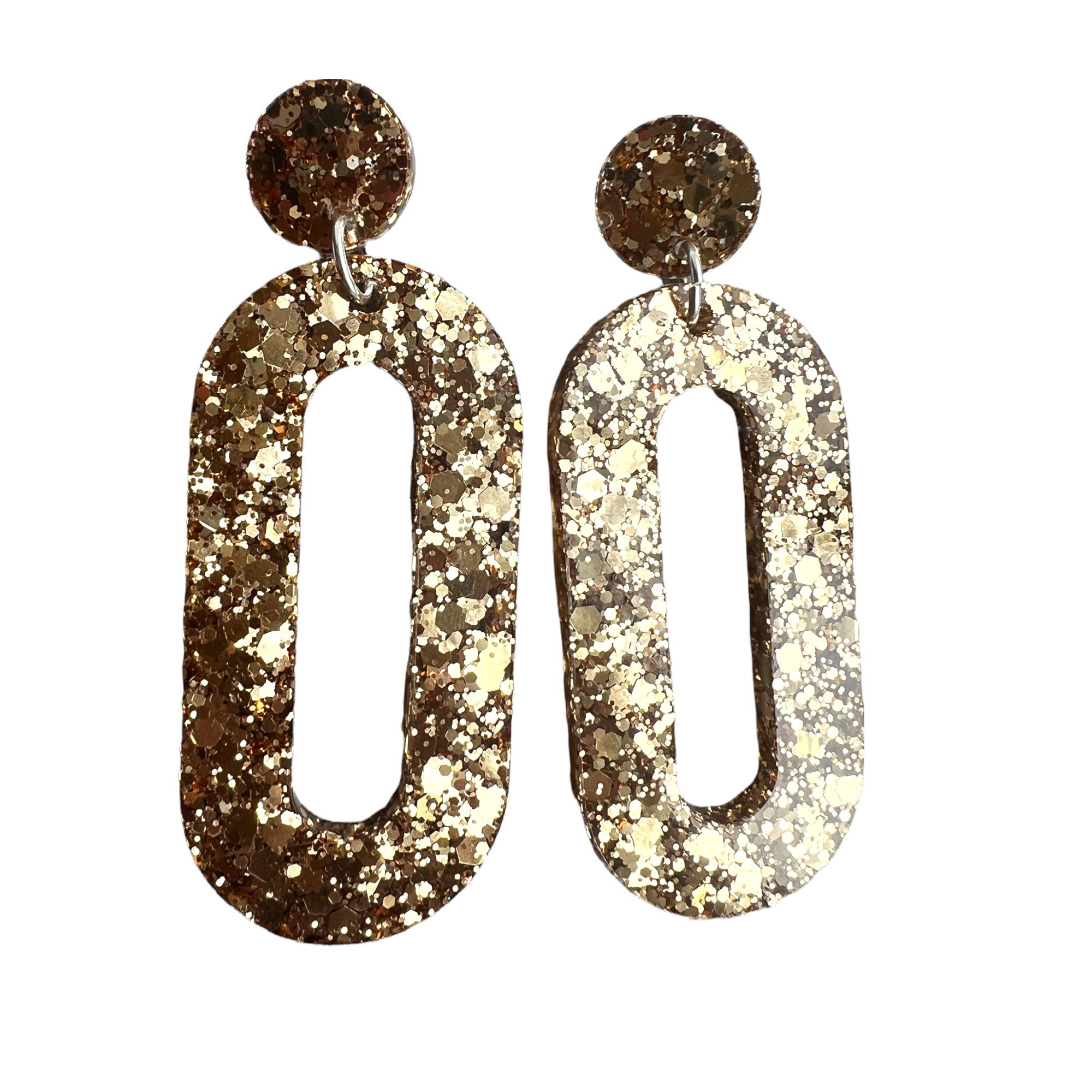 Sterling Silver Chunky Gold Glitter Earrings