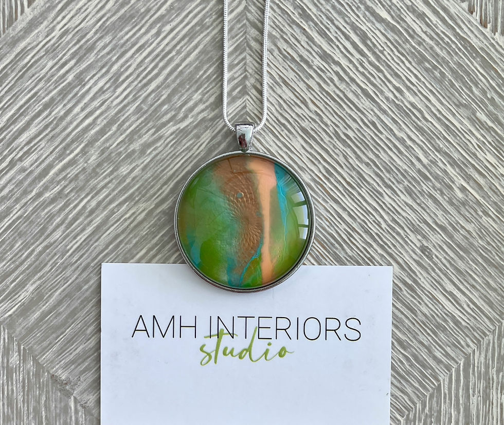 Thumbnail: Green Glass Pendent with Silver Plated Snake Chain