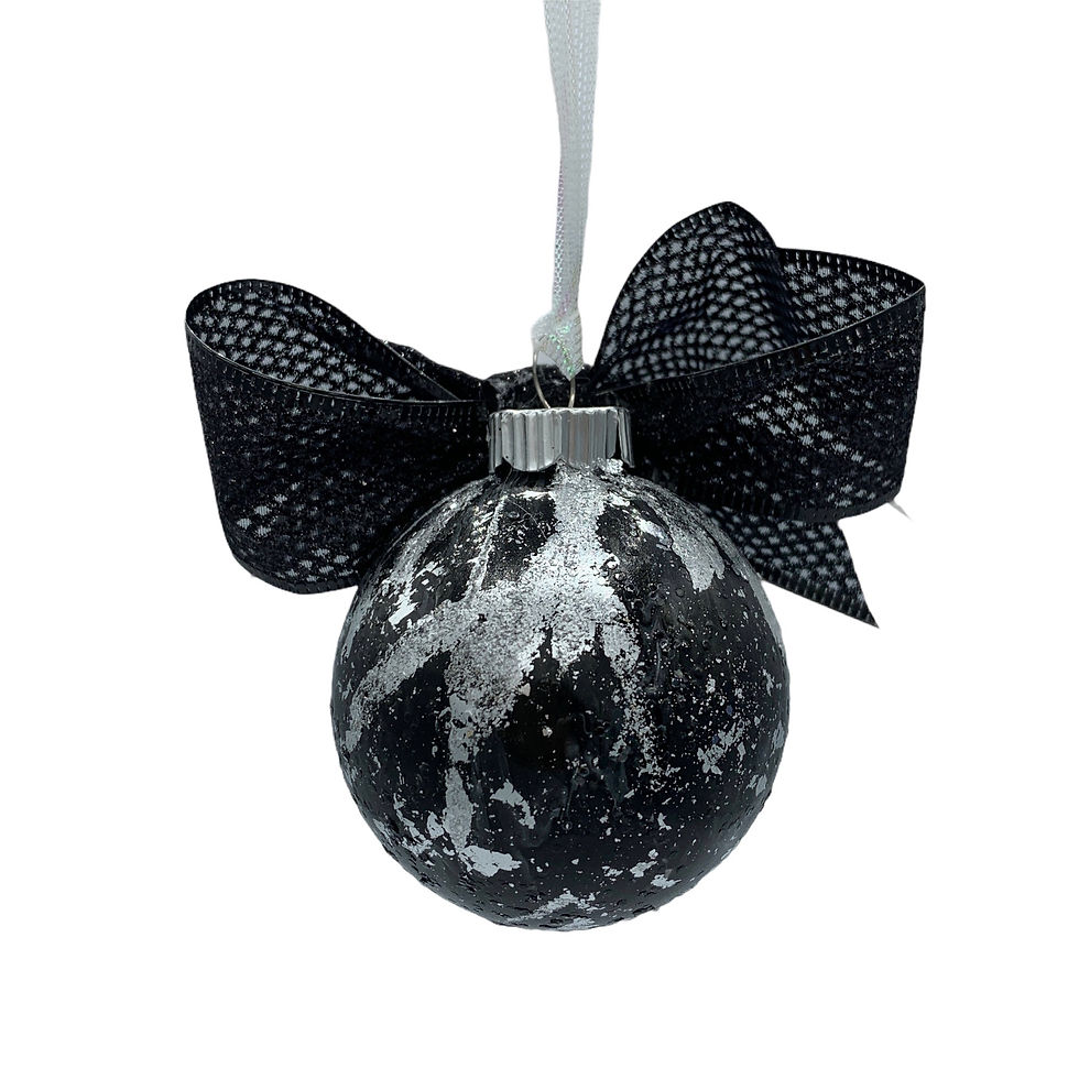 Thumbnail: Black and Silver Foil Glass Ornament