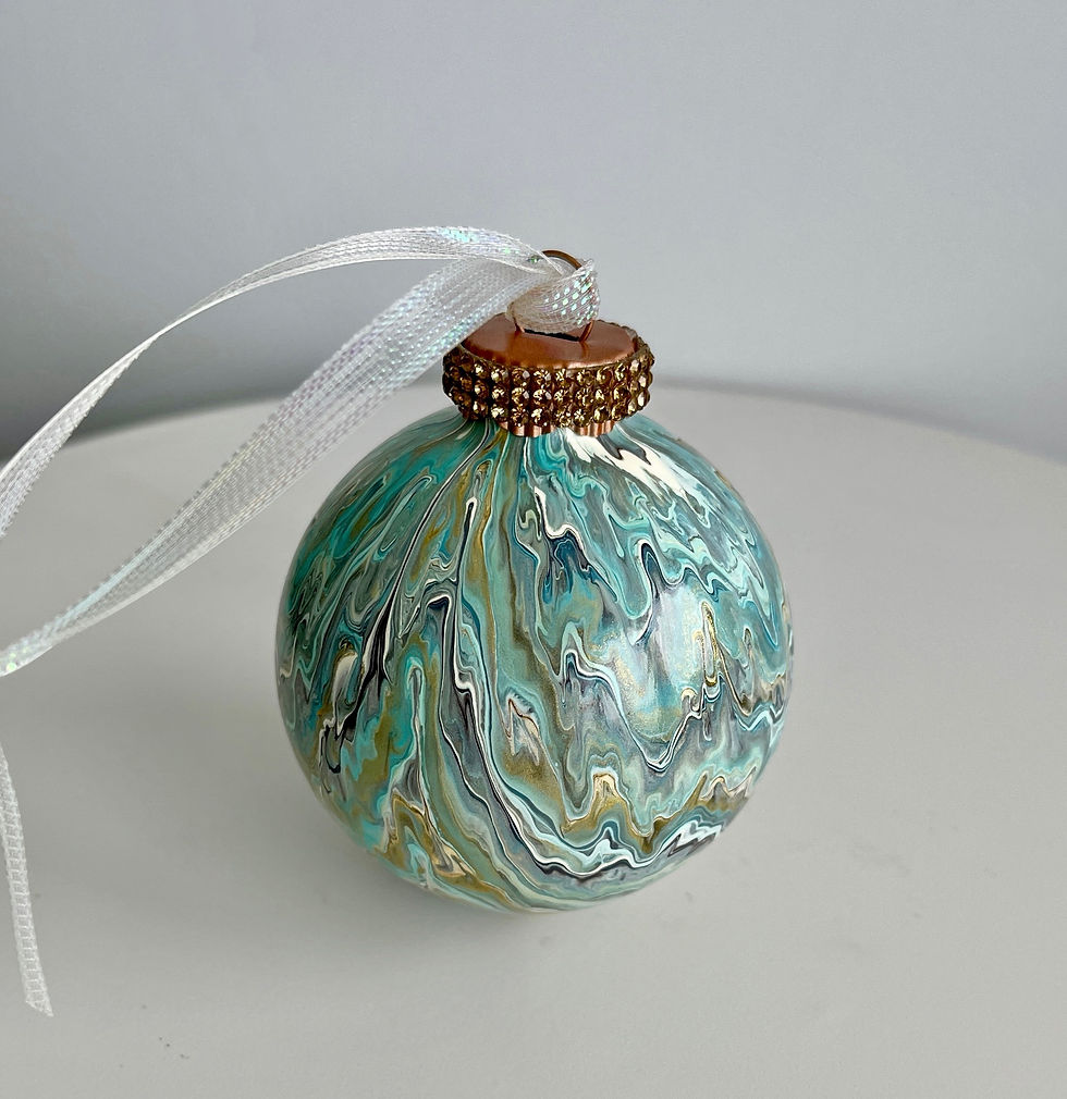Thumbnail: Soft Turquoise Metallic Glass Ornament