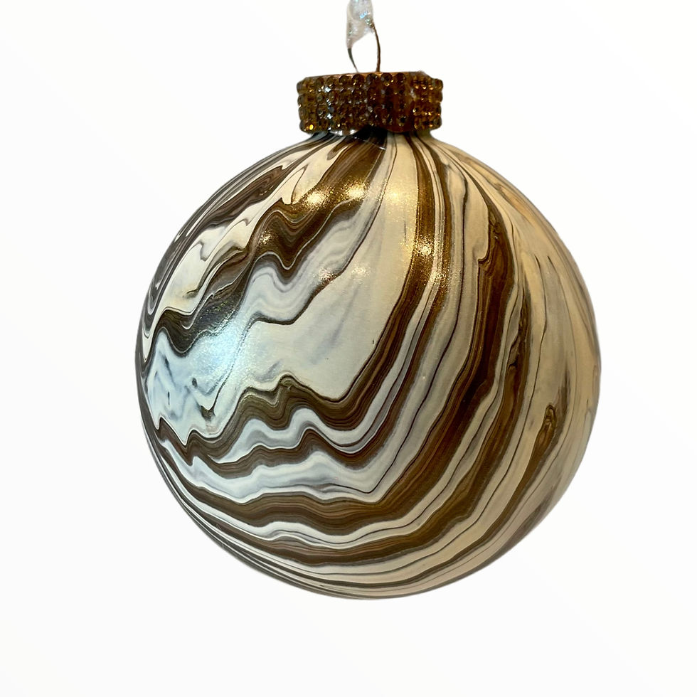 Thumbnail: Right View for Bronze and Gold Metallic Painted Glass Ball Ornament