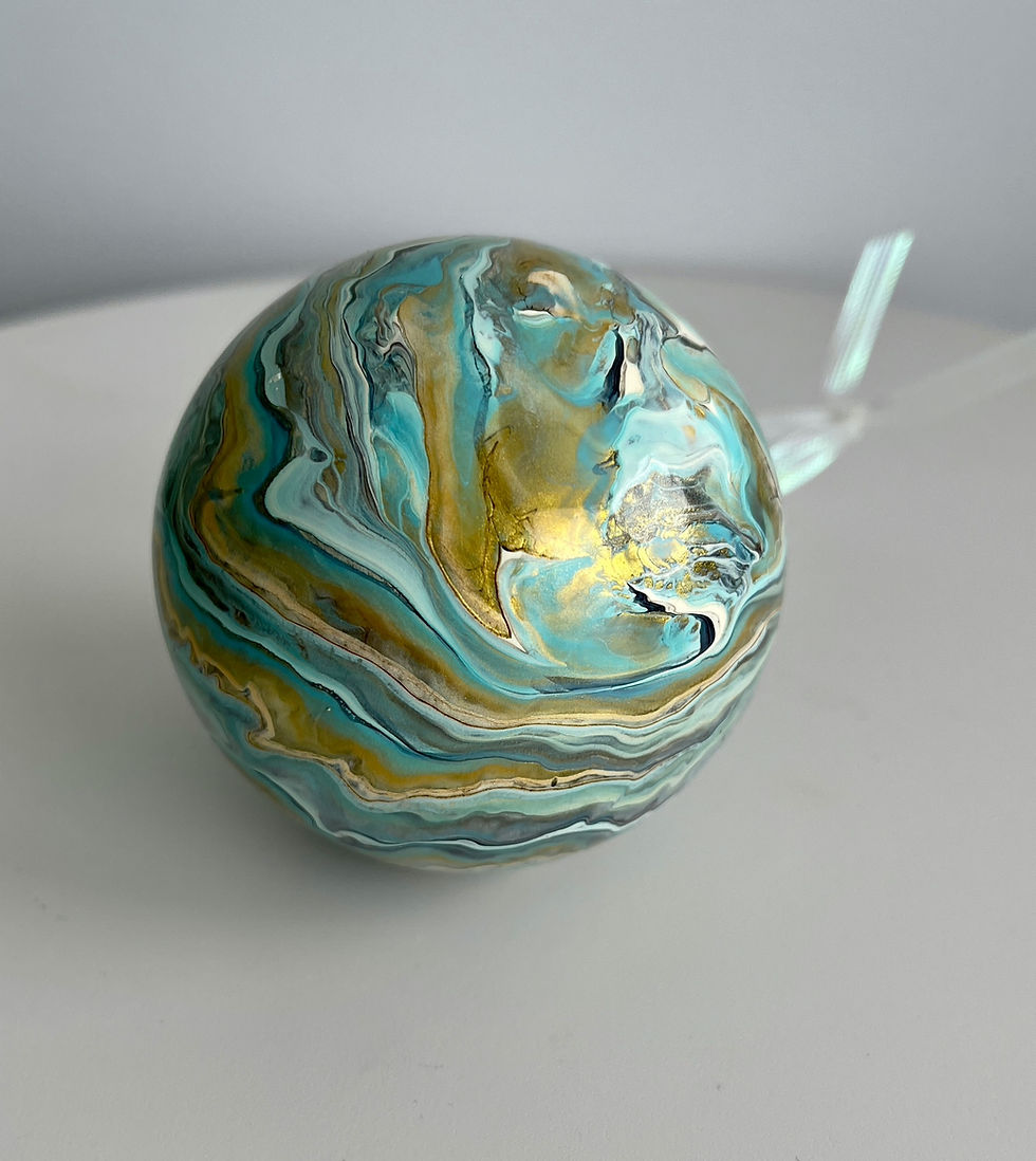 Thumbnail: Soft Turquoise Metallic Glass Ornament