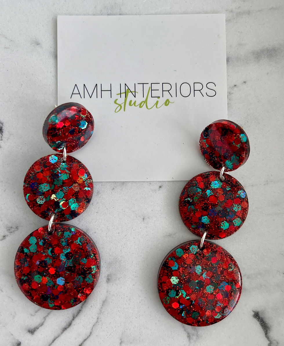 Thumbnail: Sterling Silver Red Glitter Earrings
