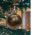 Christmas Tree View of X- Large Modern Bronze and Silver Glass Ball Ornament
