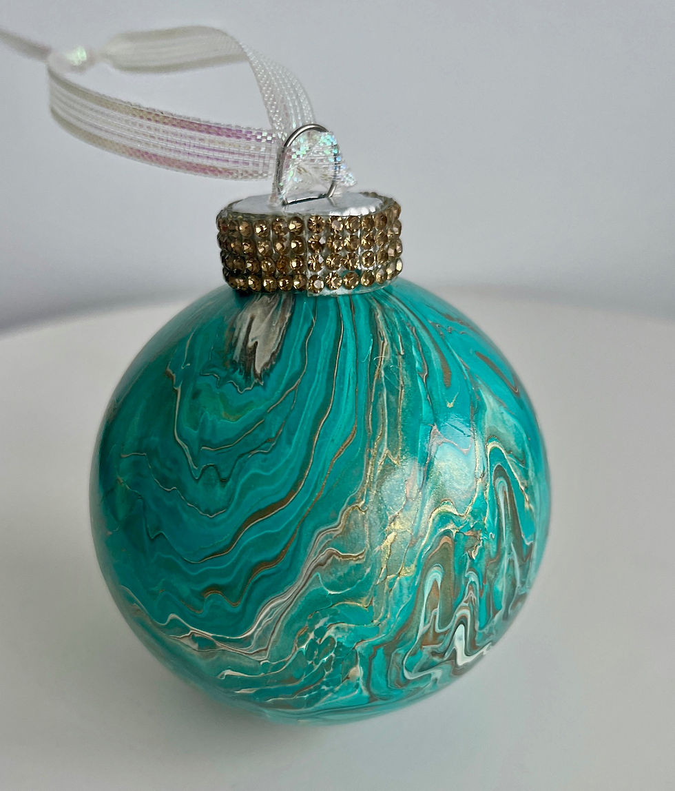 Thumbnail: Turquoise Metallic Glass Ornament